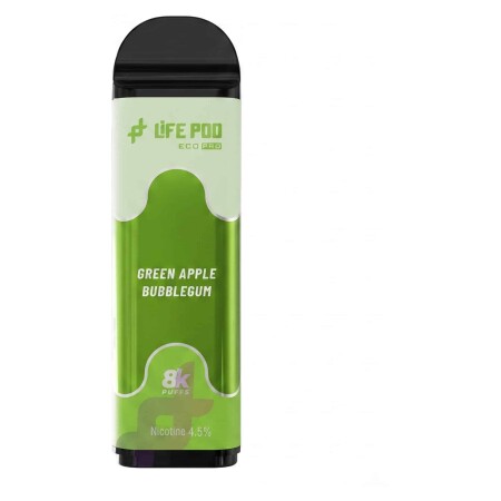 Cartucho De Recarga Life Pod 8000 Puffs Green Apple Bubblegum