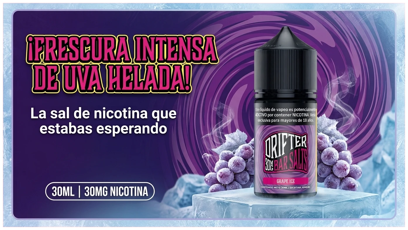 Liquido Drifter Bar Juice Grape ice Salt 30ml 1 Banner Drifter salt grape ice