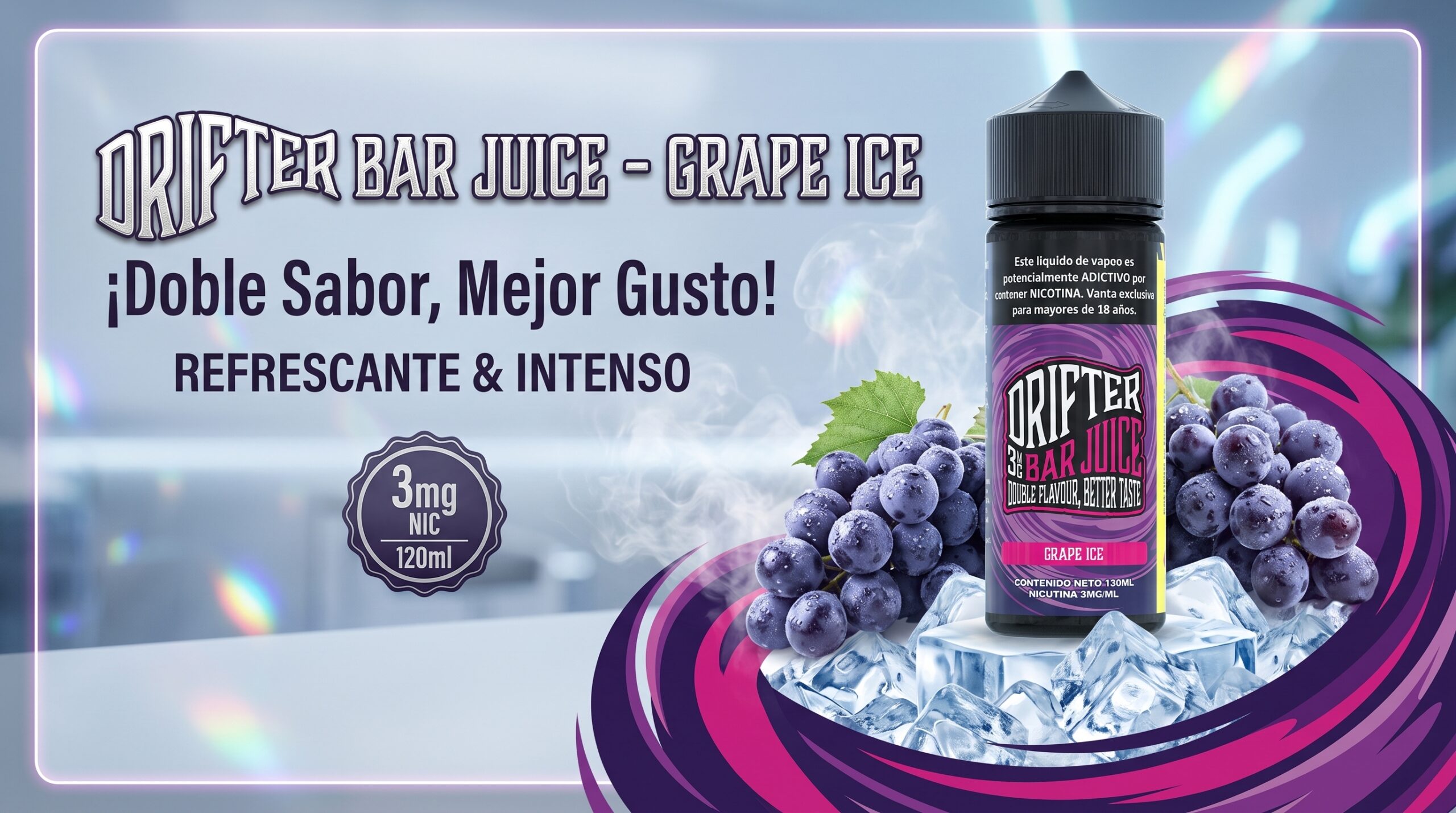 Liquido Drifter Bar Juice Grape Ice 120ml 1 Banner grape ice Drifter scaled