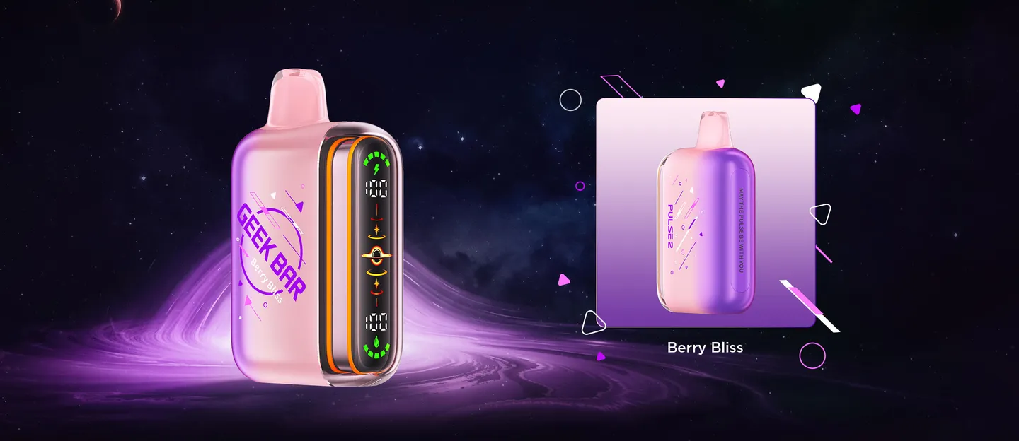 Geek Bar Pulse 2 de 25.000 Puffs Berry Bliss junto a su caja